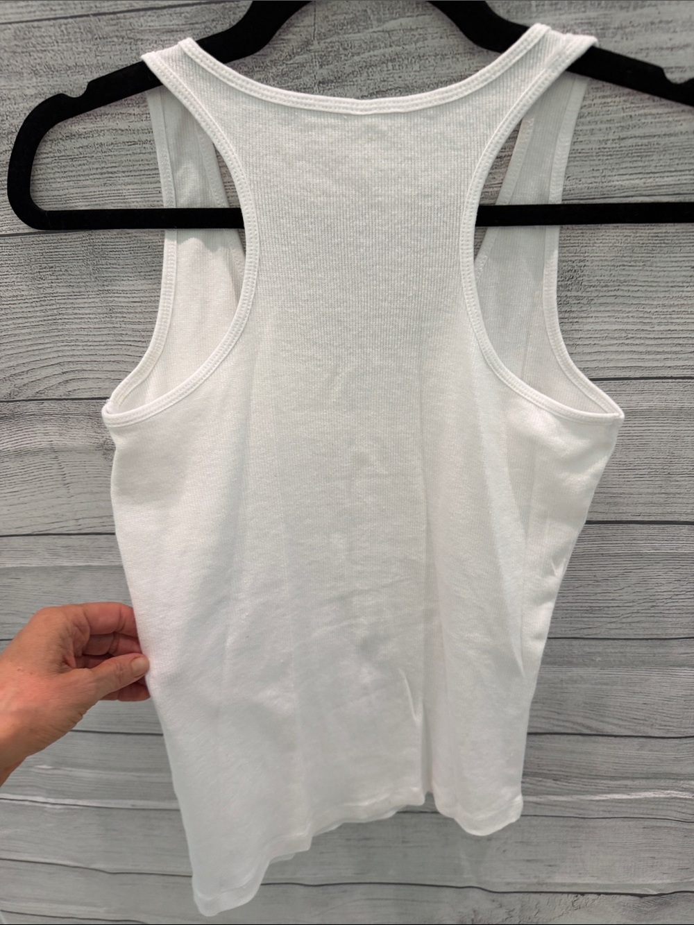 Sofra White Ribbed Activewear Tank with Rhinestone Script - Picture 4 of 4